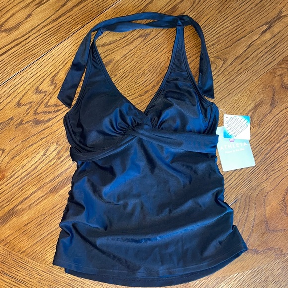 Athleta Black Halter Tara Tankini Swimsuit 32 B/C NWT - Picture 3 of 11